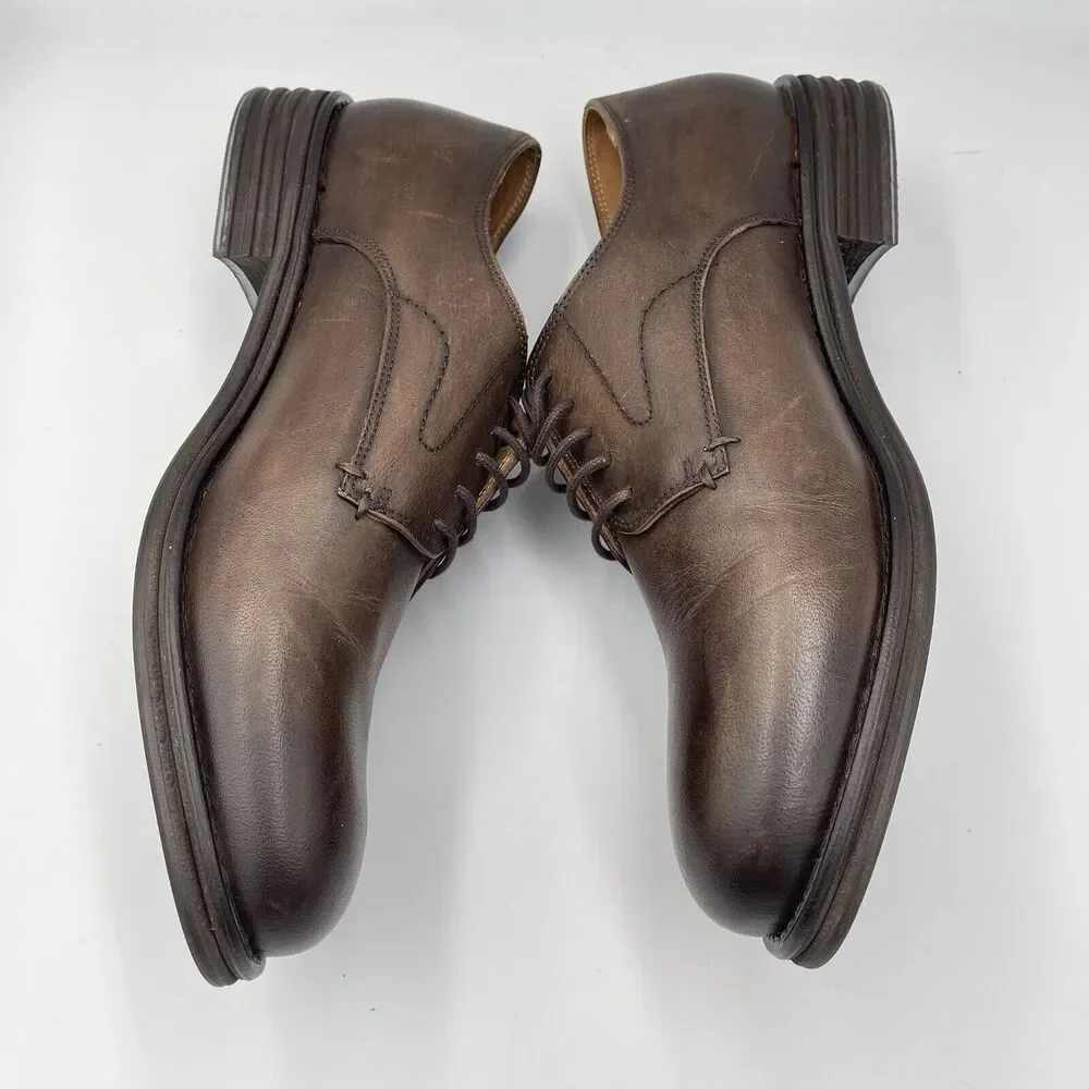 Vince Camuto Men SIZE 11.5 M Brown Buffalo Leather Oxford Dress Shoe VC Cadio